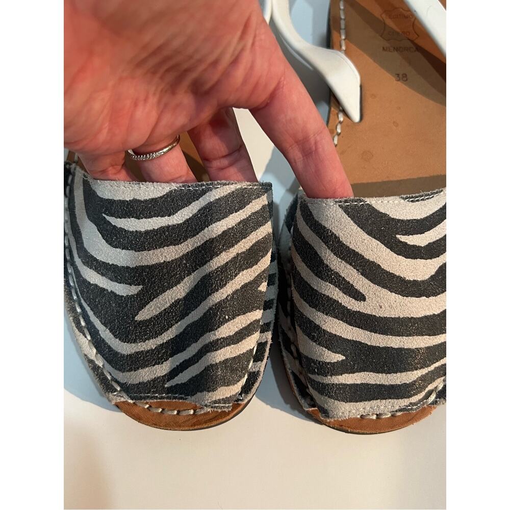 LLonga’s Leather Avarca Sandals with Zebra Strap Size 38 - Picture 3 of 4